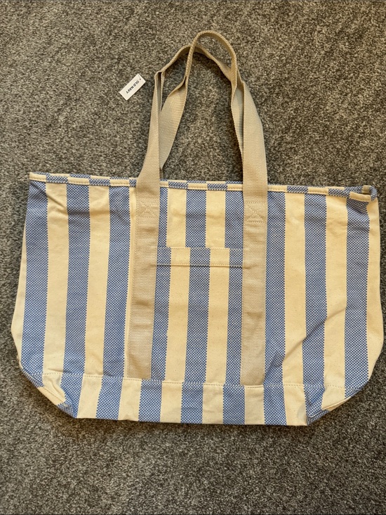 Old Navy Handbags - Striped Canvas Tote Bag in Blue and Cream